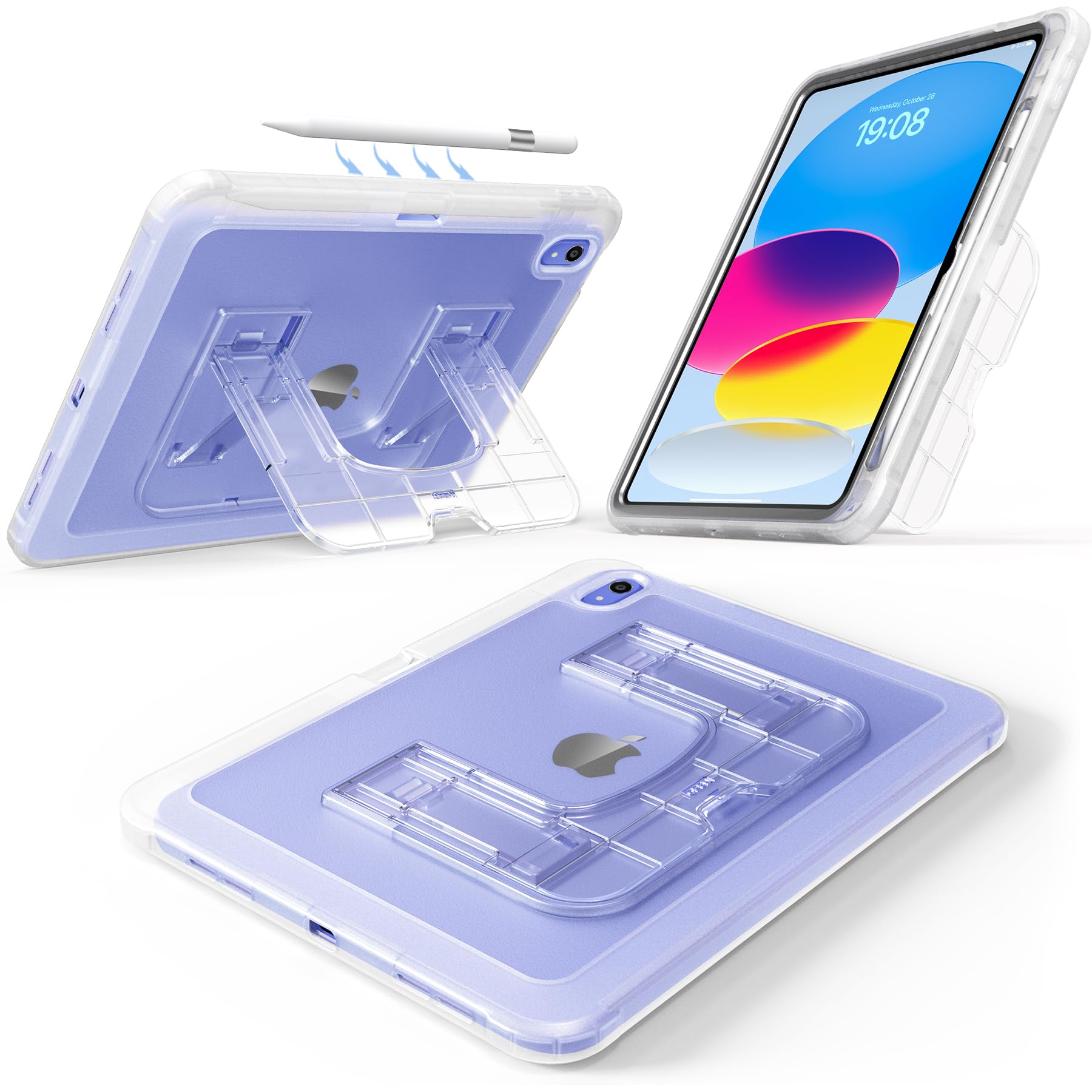 Photo 1 of CCMAO Case for iPad (A16) 11th/10th Gen (2025/2022), Shockproof Protective Lightweight iPad Cover with Pencil Holder, Kickstand, Hard PC Back Cover, Cute Case for Girls, Kids, Women, Transparent