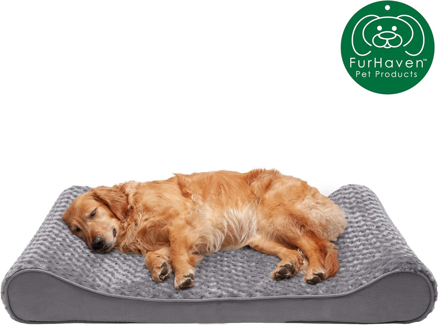 Furhaven Pet Dog Bed - Orthopedic Ultra Plush Faux Fur Ergonomic Luxe Lounger Cradle Mattress Contour Pet Bed with Removable Cover for Dogs and Cats, Gray, Jumbo : Pet Supplies