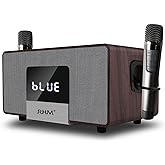 RHM K222 Karaoke Machine, Connect to TV/Sound Bar/DVD, Support 3 Mics, 90FT Range for Wireless Mic Working, Bass & Treble Adjustable, Support Optical/Bluetooth/Line in/Line Out, for Home Party