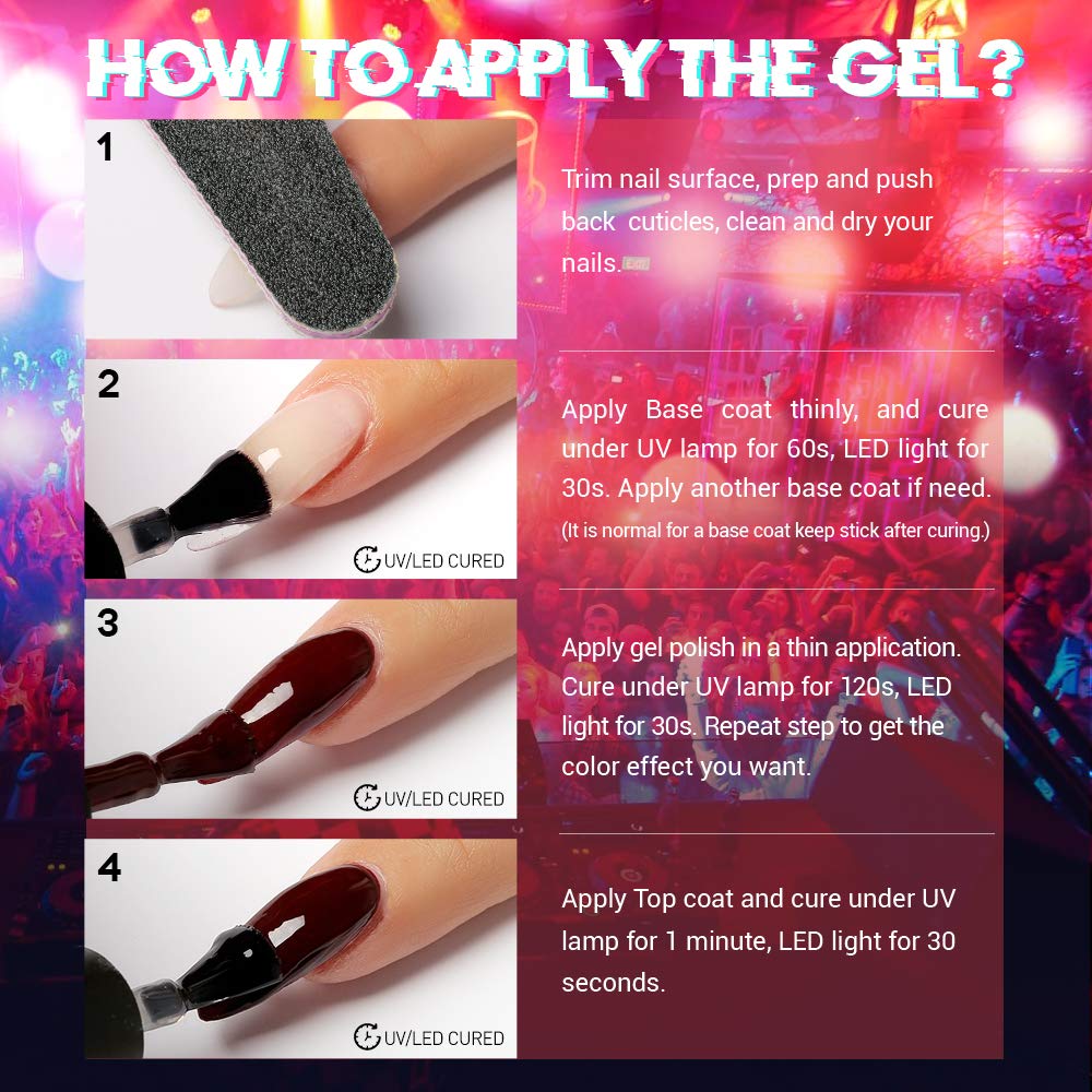 Gel Nail Polish- Modelones Gel Polish- Soak Off Gel Polish- Glitter Red Gel Nail Polish Set- 6 Colors 10 ML 0.33OZ with Gift Box for Nail Art DIY Salon at Home : Beauty