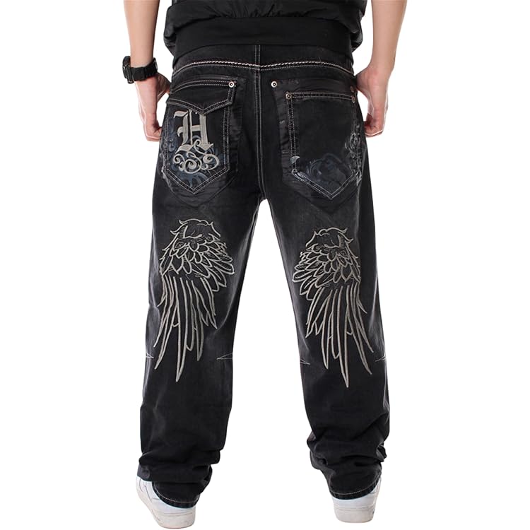 Nanaco Man Loose Baggy Jeans Hiphop Skateboard Embroidery Denim