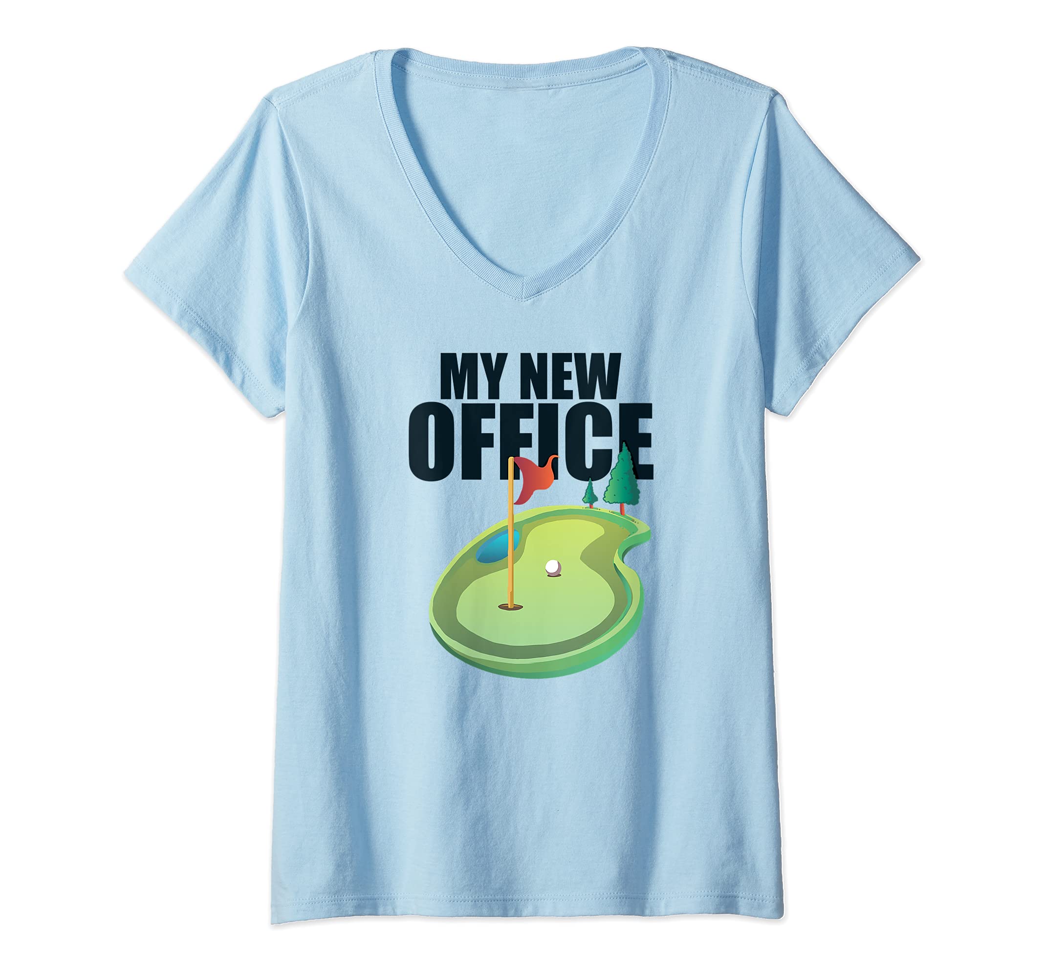 Womens MY NEW OFFICE Golf Course Retired 2021 Retirement Plan Meme V-Neck T-Shirt