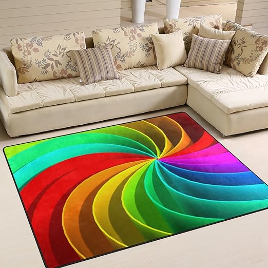 Amazon Com Alaza Colorful Trippy Rainbow Area Rug Rugs For Living Room Bedroom 7 X 5 Home Kitchen