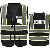 AYKRM Security Vest for Men Women 7 Pockets High Visibility Reflective Safety Vest Front Zipper Meets ANSI/ISEA