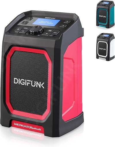 DigiFunk Work Site Radio USB Rechargeable DAB+ FM Bluetooth IP65 Red