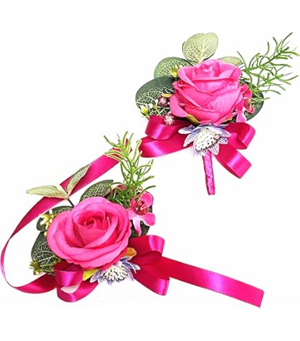prom corsage hot pink dress Amazon.com: Abbie Home Prom Corsage Boutonniere Set Fuchsia Orchid Rose Lily Pin Wrist Hand Dress Suit Flower for Wedding Party (Fuchsia) : Home & Kitchen