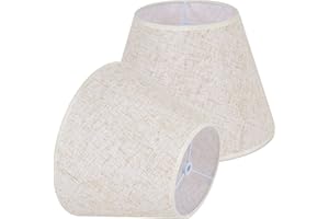 WOLEILEJIN Beige Lamp Shades Set of 2 for Table Lamps, 6" Top x 10" Bottom x 7" High Linen Small Lamp Shades,Beige Modern Fabric Lampshades, Replaceable Spider Fitter Home Decor Shade