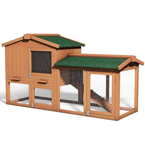 Tangkula Large Chicken Coop 58 Wooden Hen House Outdoor Backyard Garden Bunny Rabbit Hutch With Ventilation Door Removable Tray Ramp Chicken
