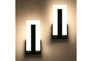Joosenhouse Modern LED Wall Sconce Dimmable Wall Mounted Lamp Set of 2, Black 3000K Warm White Wall Lamp, Hardwired Bathroom Vanity Light, Indoor Wall Lights for Hallway, Bedroom, Study, Living Room.