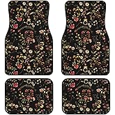 MAGIFUN Retro Floral Car Floor Mats Set of 4 Car Decor Accessories for SUV Van Truck Cute Vintage Flower Vehicle Non-Slip Auto Liners Front Rear Carpets Mats Universal Car Floor Rugs for Women Girls