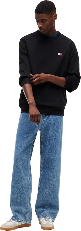 TJM Reg Badge Crew Ext DM0DM21921 Pull Sweat-Shirt, Noir (Noir), XXL