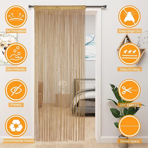 YIIBAII Beaded Curtain Beaded Curtains for Doorways Crystals Suitable for  Interior Decoration and Partitions H