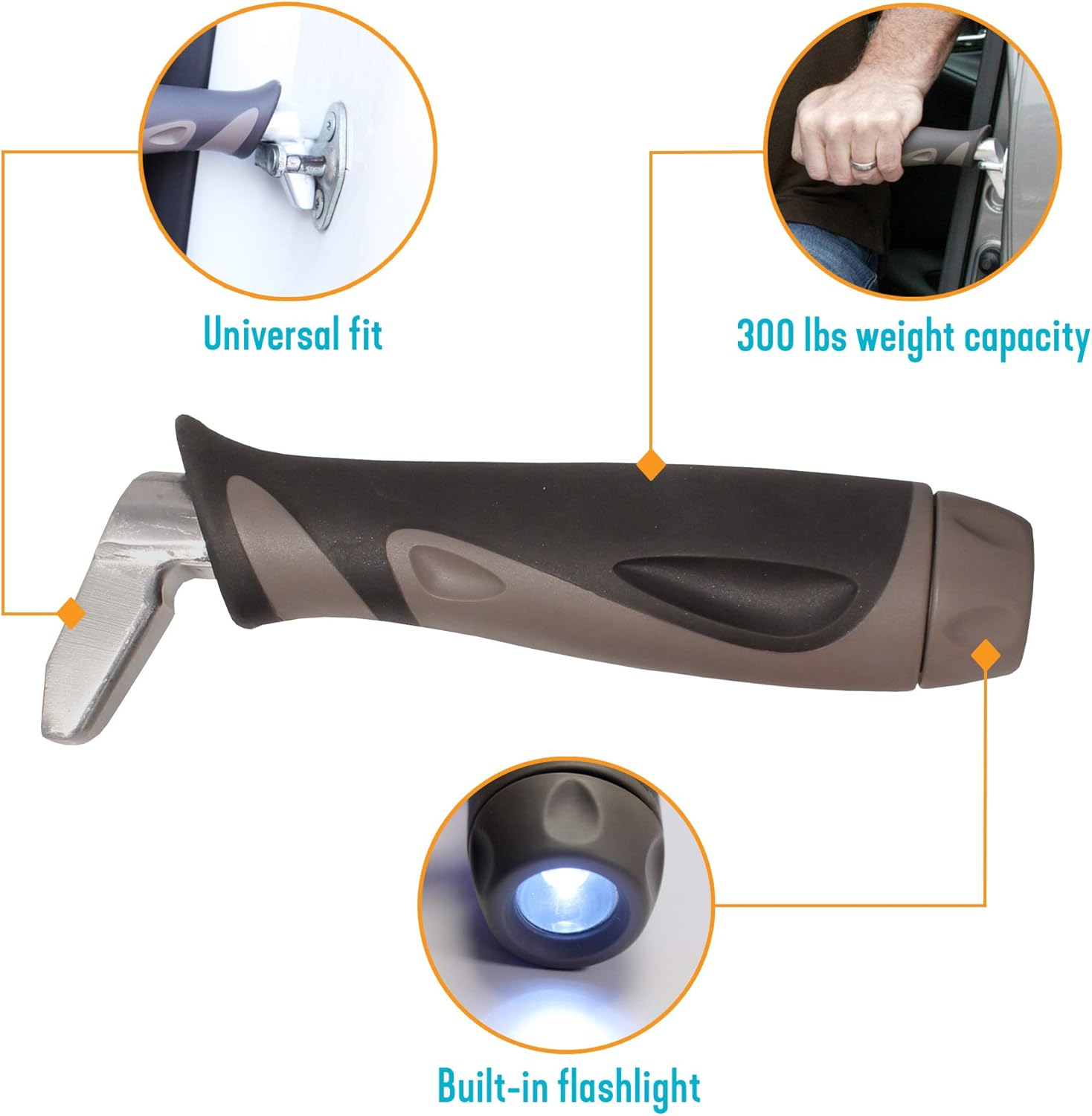 Stander Metro Car Handle Plus, Portable Vehicle Support Grab Bar, Standing Assist Mobility Aid, Includes LED Flashlight: Health & Personal Care