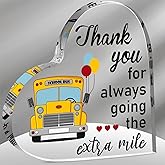 Qunclay School Bus Driver Appreciation Gifts Thank You for The Sweet Ride Acrylic Heart Theme Sign Buses Drivers Gift for Men Women Retirement Farewell Birthday Valentines Gift(Extra Mile)