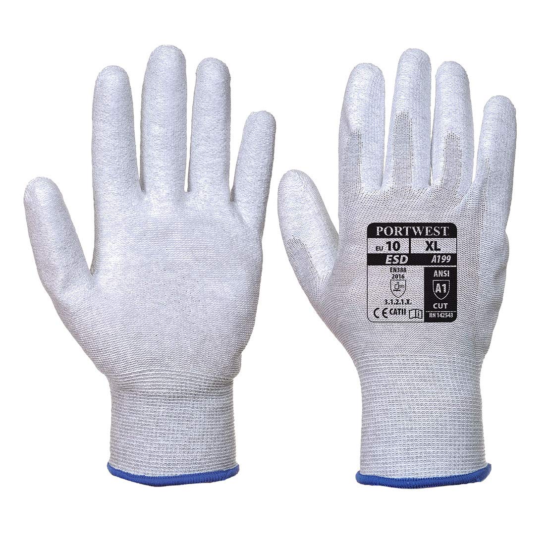 Portwest A199 Antistatic PU Palm Glove Grey, X-Large