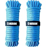 MERIANE 2 Pack Blue Boat Dock Lines Ropes, Marine-Grade Premium Double Braided Nylon Boat Lines, Boat Ropes with 12" Eyelet for Boat & Pontoon 1/2"/5/8" 25ft/35ft