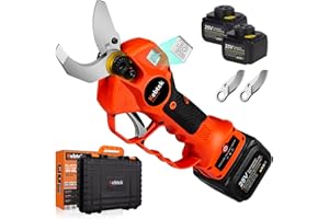 Kebtek Professional Electrci Pruning Shears 40MM, Electric Pruner Branch Cutter 25V Cordless Heavy Duty with 2 Pack 2Ah Rechargeable Batteries Brushless Motor- Upgraded Blade Version