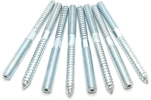 HAOZHENG Hanger Bolt M10x117 Silvery Double Headed Bolt Self-Tapping Screw with Hexagon for Furniture 8Pcs