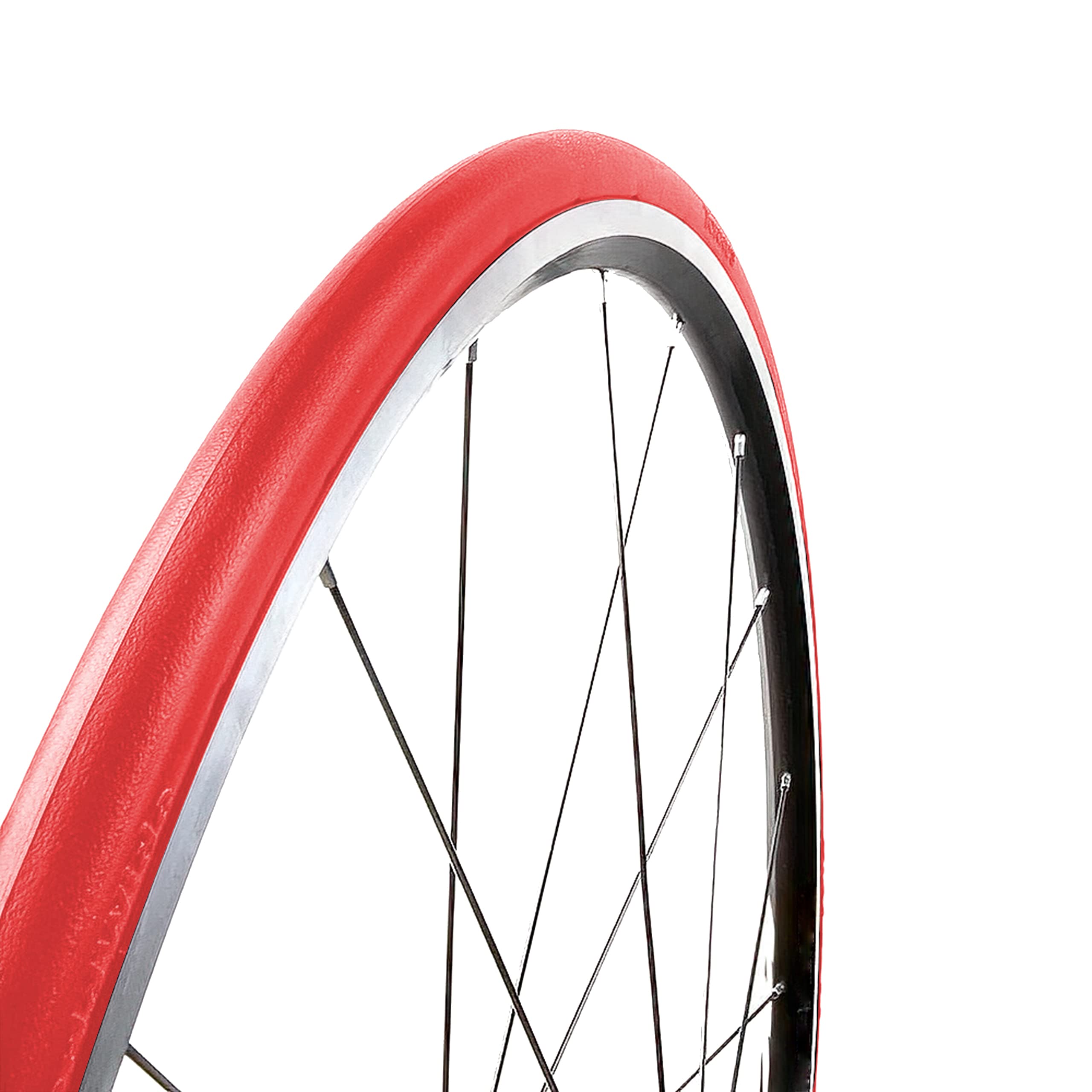 Tannus 100% Puncture Proof Tyre 700x23c (23-622) Airless Tire Slick | Solid Tire for Road Bike, Volcano Color (Red) Hard Hardness