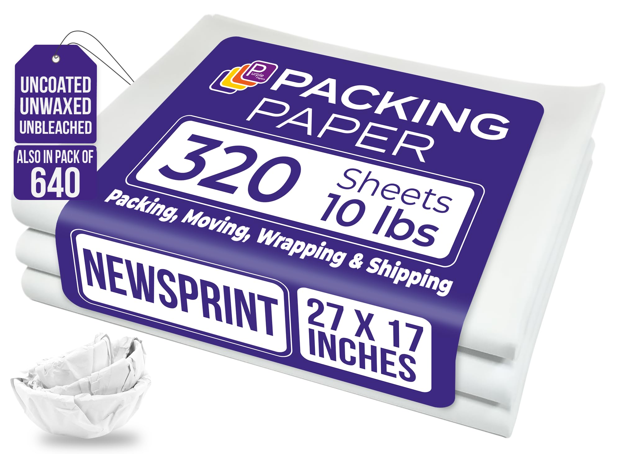 Customer Service Newsprint Packing Paper – 10 Lbs (320 Sheets), 17x27 ...