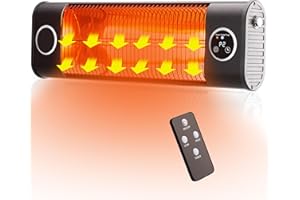 Uthfy Outdoor Patio Heater,Wall Mounted Heater for Garage Backyard,Infrared Heater for Indoor Use,1500W Electric Heater with Remote Control 9Hours Timer Overheating Protection