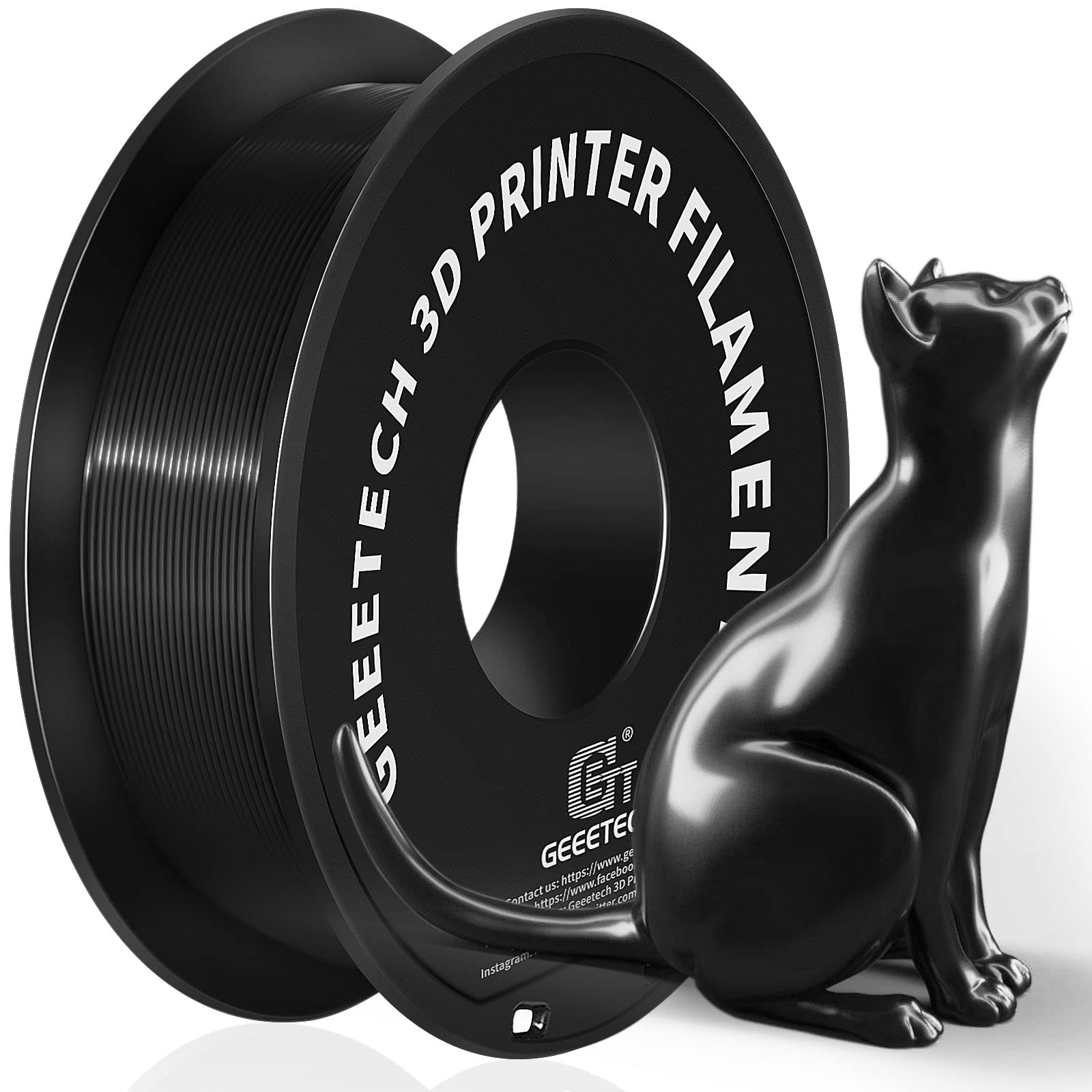 PLA Filament 1.75mm Silk, Geeetech 3D Printer PLA Filament,1.75mm,1kg per Spool,Silk Black