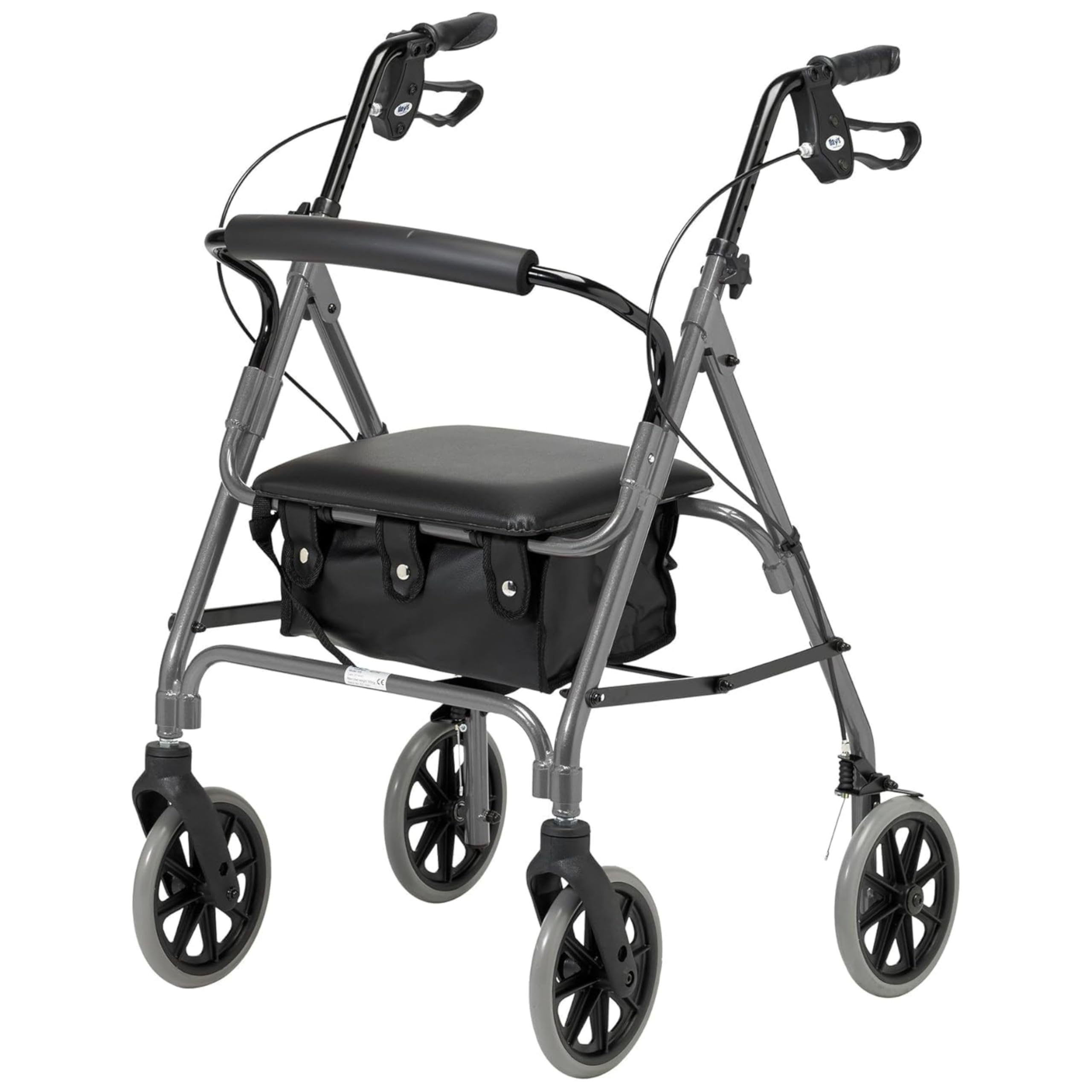DAYS Lightweight Folding Rollator Walker โ Mobility Aids, Adjustable Walking Frame with Padded Seat, Lockable Brakes, Ergonomic Handles, Walking Aid, Portable Walker for Elderly, X-Small โ Quartz