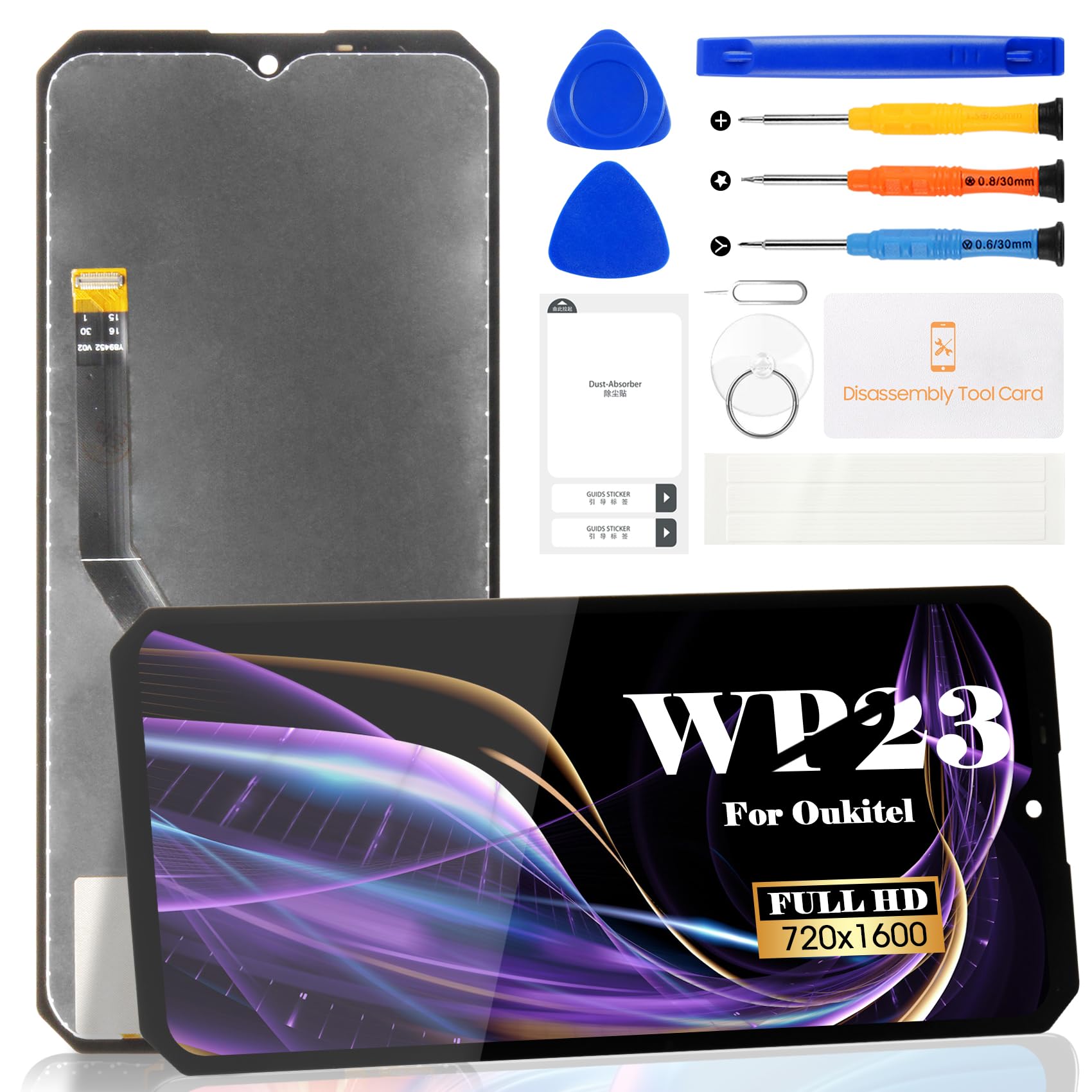 For Oukitel WP23 LCD Display For Oukitel WP23 Pro Screen Replacement Touch Digitizer Assembly Repair Kits (Black,Without Frame)