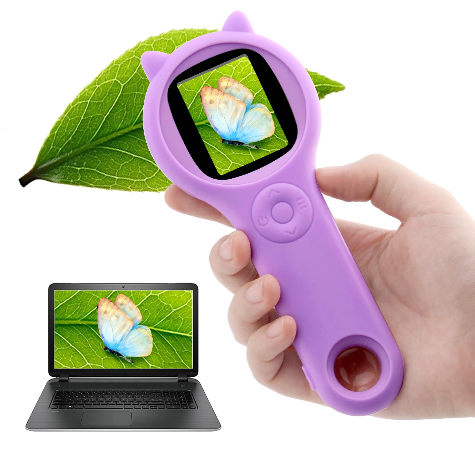 Kids' Mini Digital Microscope - 500X Portable Handheld Magnifying Glass for Age 3-8, Educational Science Toy