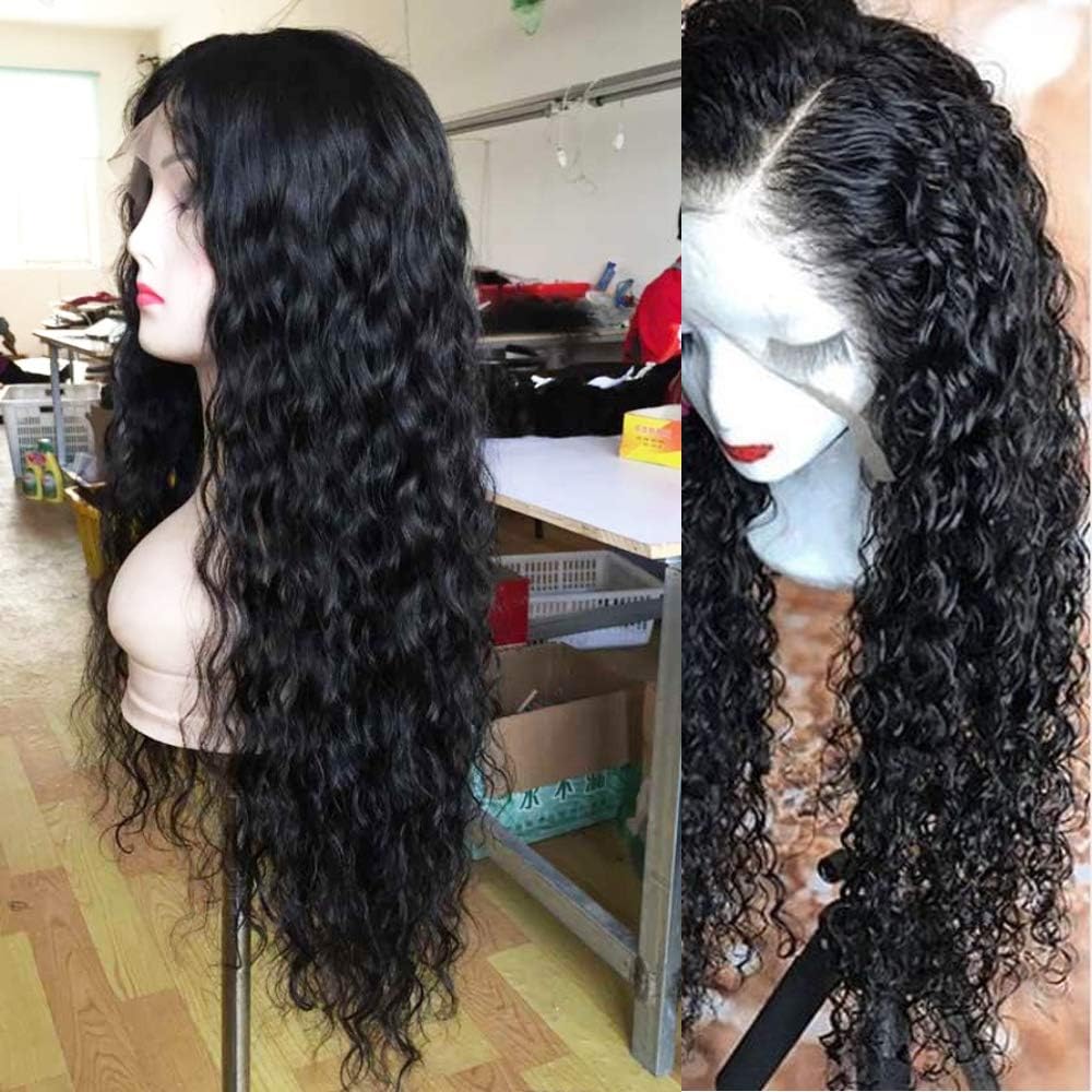 Andria Curly Hair Lace Front Wigs Synthetic Long Wigs Heat Resistant Fiber Hair for Black Women Curly Black Color Hair