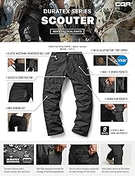 CQR Men's Tactical Pants, Water Resistant Ripstop