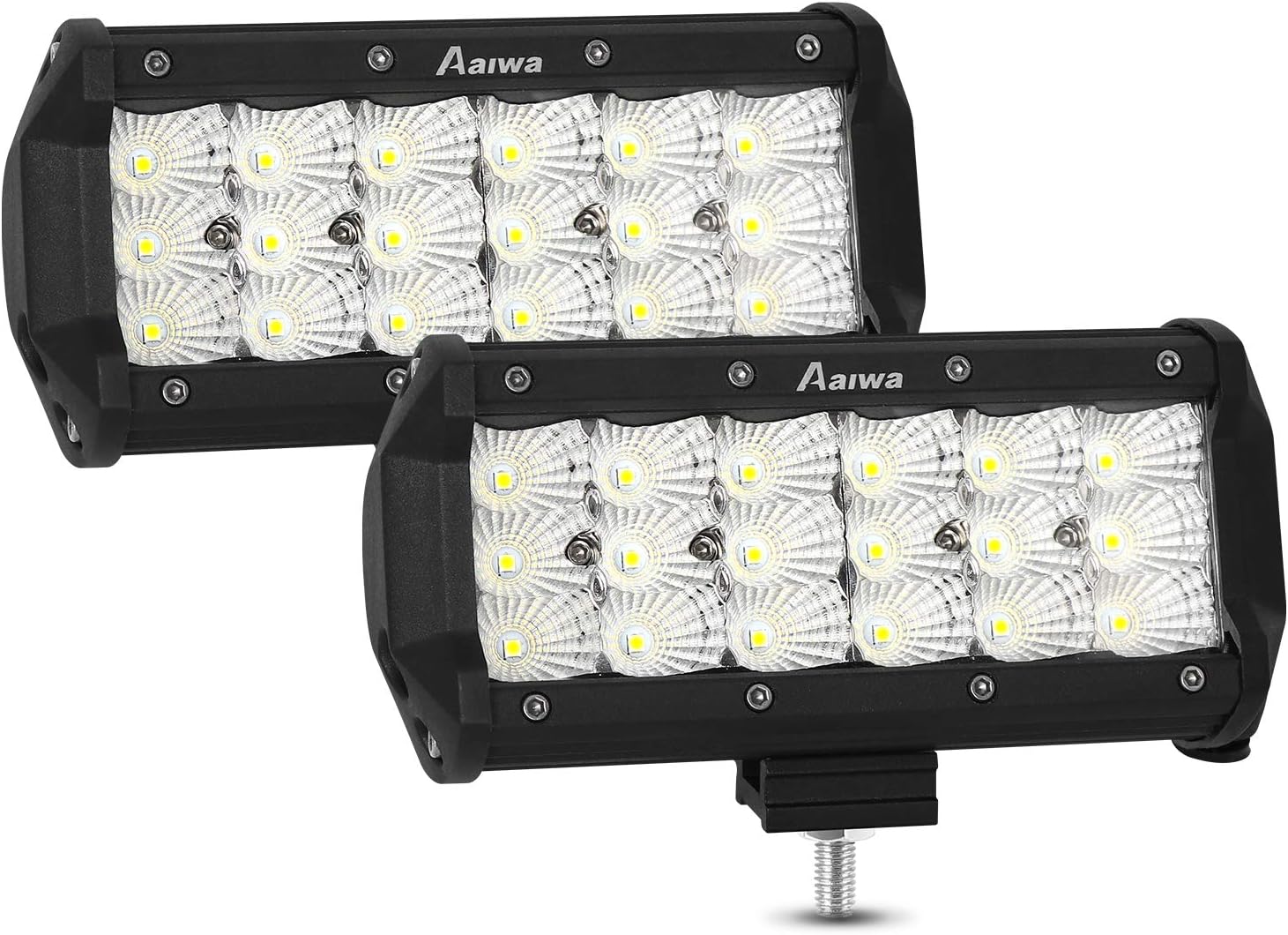 AAIWA Led Light Bar, 2 Pack 7" 54W LED Work Light Bar Offroad Flood Lights Triple Row LED Driving Fog FloodLights for Truck SUV ATV Boat LED Light, 2 Years Warranty