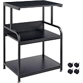 Fannova 3 Tier Printer Table Stand with Height Adjustable Storage Shelf | Rolling Printer Cart with Wheels, Dual Printer Stand, Printer Side Table for Home Office Organization, Black Color