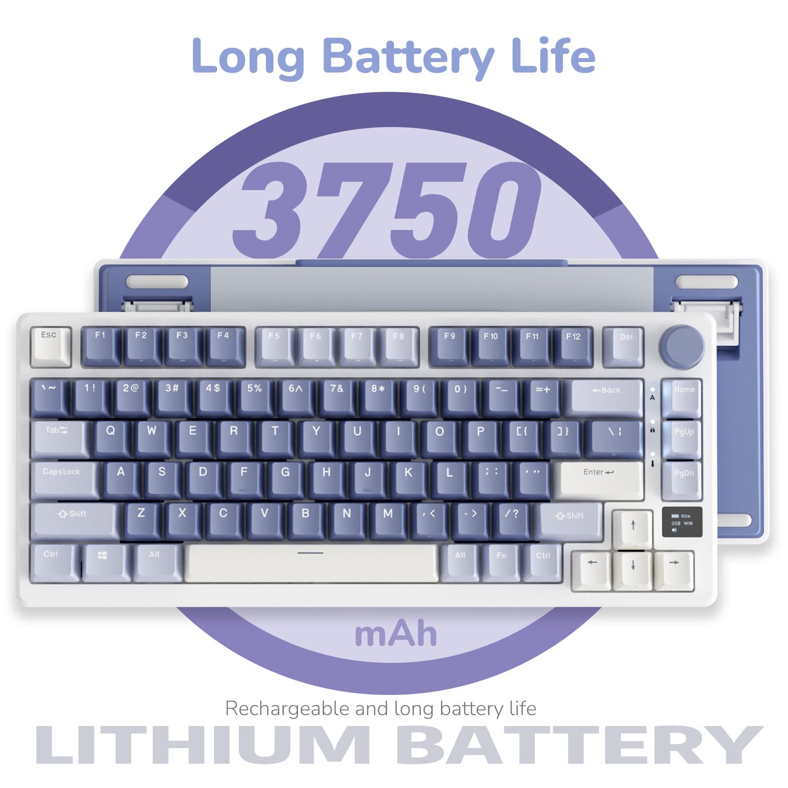 RK ROYAL KLUDGE M75 Mechanical Keyboard with OLED Smart Display and Volume Knob, 2.4G/USB-C/BT Gasket Mounted 75% Layout Wireless Gaming Keyboard with 81 Keys, RGB Backlit Hot-Swappable Red Switch