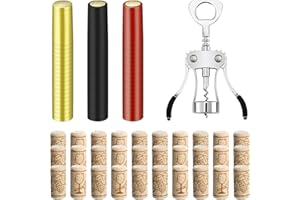 Waltool 91Pcs Wine Wing Corkscrew and #8 Straight Corks Wine Stoppers with PVC Heat Capsules Shrink Caps Set for Wine Cellars