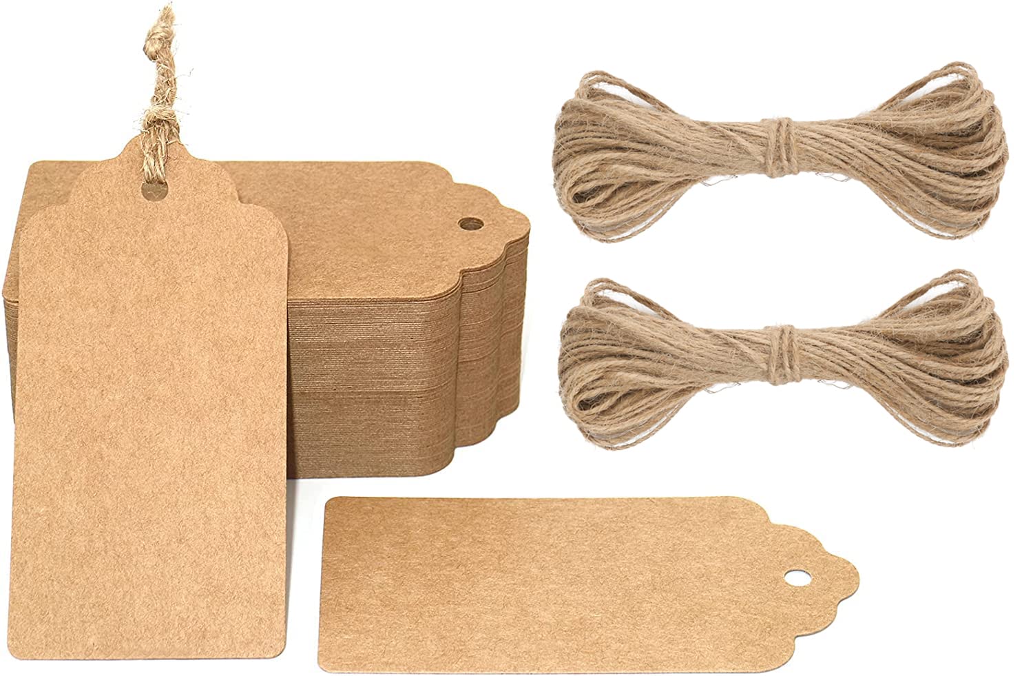 Photo 1 of G2PLUS Kraft Paper Gift Tags with String, 100PCS Blank Gift Tags, Christmas Gift Tag, Holiday Hangtags for Gift Wrapping, DIY Arts & Crafts, Halloween(2X 4 in)