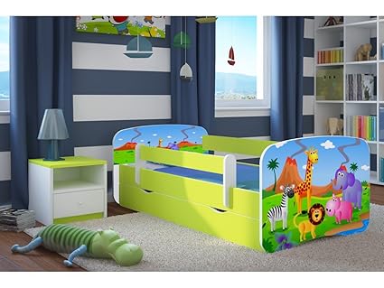 Kocot Kids Kinderbett Jugendbett 70x140 80x160 80x180 Grün mit Rausfallschutz Matratze Schublade und Lattenrost Kinderbetten 