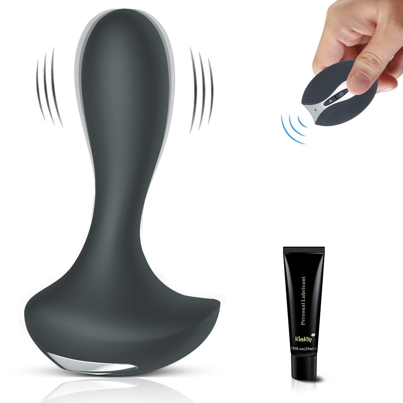 Kinkly Prostata Massagegerät mit Fernbedienung,Analvibrator Prostate Massage Stimulator Masturbator Analplug mit 10 Vibrationsmodi,100% Medizinisches Silikon Spielzeug für Paar mit 25ml Gleitmittel