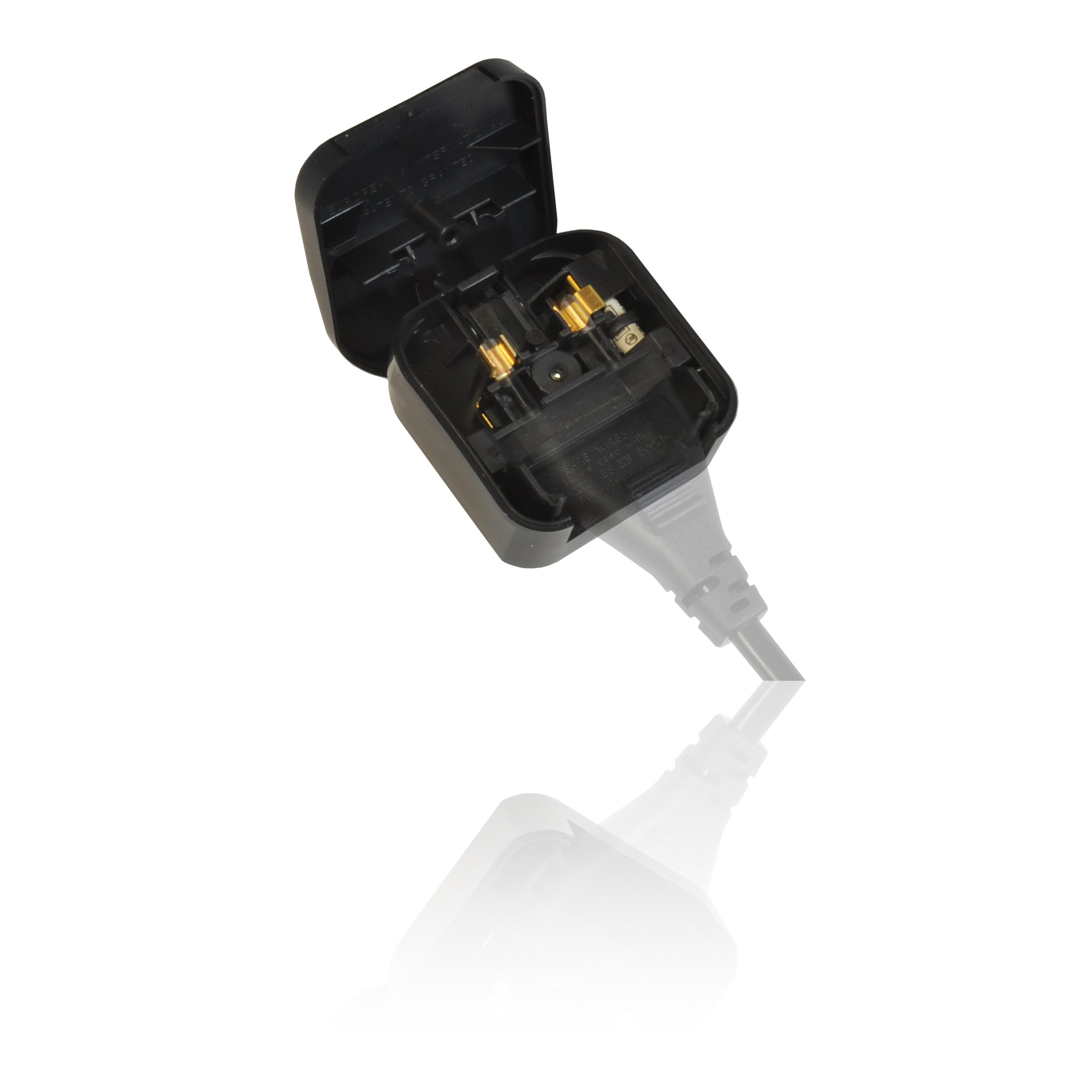 CDL Micro 2 Pin Euro Plug to 3 Pin UK Mains Adapter - Ideal for GHD's 5 Amp - BLACK