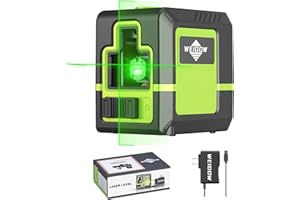 Weiddw laser level - Green Cross Line, for interior decoration, for vertical and horizontal measurement, 1200 mAh lithium battery, 10-hour standby time，＜1mw(Without tripod style)