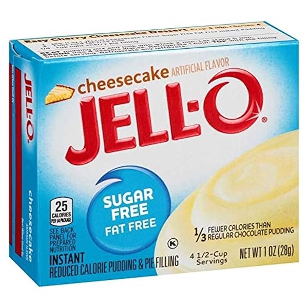 JELL-O SUGAR FREE INSTANT PUDDING & PIE FILLING, CHEESECAKE FLAVORED, FAT FREE, QUICK & EASY DESSERT, 1 OZ (PACK OF 3)