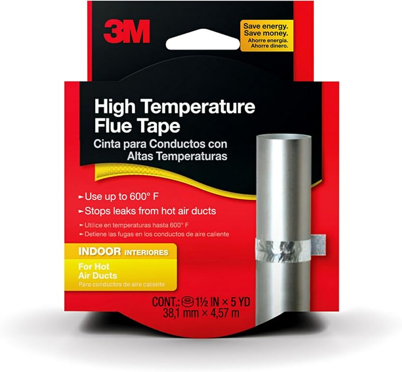 3M High Temperature Flue Duct Sealing Tape 600F Heat Repair 1.5 inch x 15 foot