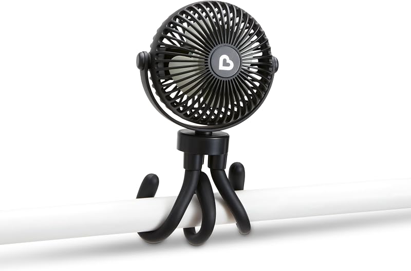 Munchkin Pram Fan 360° 4 Speeds LED Lights Black Mini Portable Stroller Fan