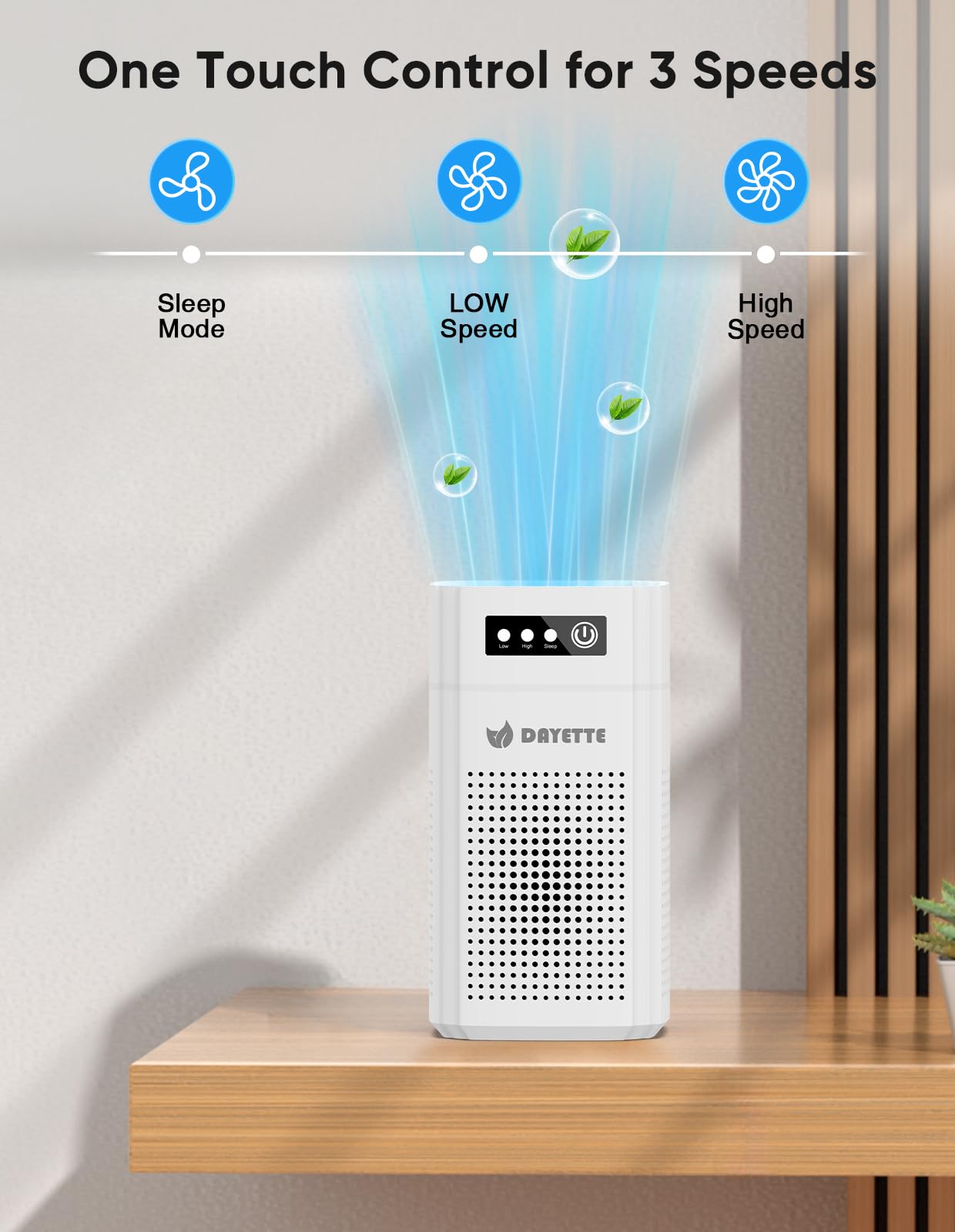 Air Purifiers for Bedroom, DAYETTE H13 True HEPA Air Filter Purifier for Small Room Up to 960 Ft², Qiuet Sleep Mode with Aroma Pad, Small Portable Air Purifier with USB Cable