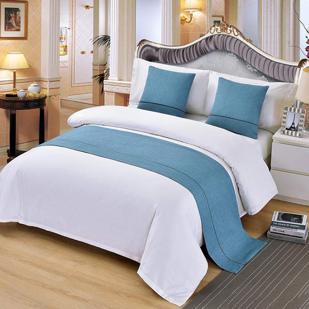 1 Pomid Nordico Moderno Hotel Minimalista Hotel Cama Bandera Toalla Cama Chino Hogar Gama Alta Dormitorio Matrimonio Cama Cubierta Alfabeto Chenilla Azul Funda Almohada 50x50cm Sin Nucleo Textiles De Cocina Hogar Y
