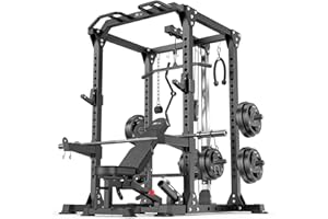 XGSW XINGESIWR Power Rack Power Cages Multi-Function Squat Rack with Cable Crossover System Selectable More Training Attachment Weight Cage for Garage Home Gym