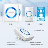 TECKNET Wireless Doorbell IP65 Waterproof Twin Door Chime Kit 400m 60 Ringtones view 6