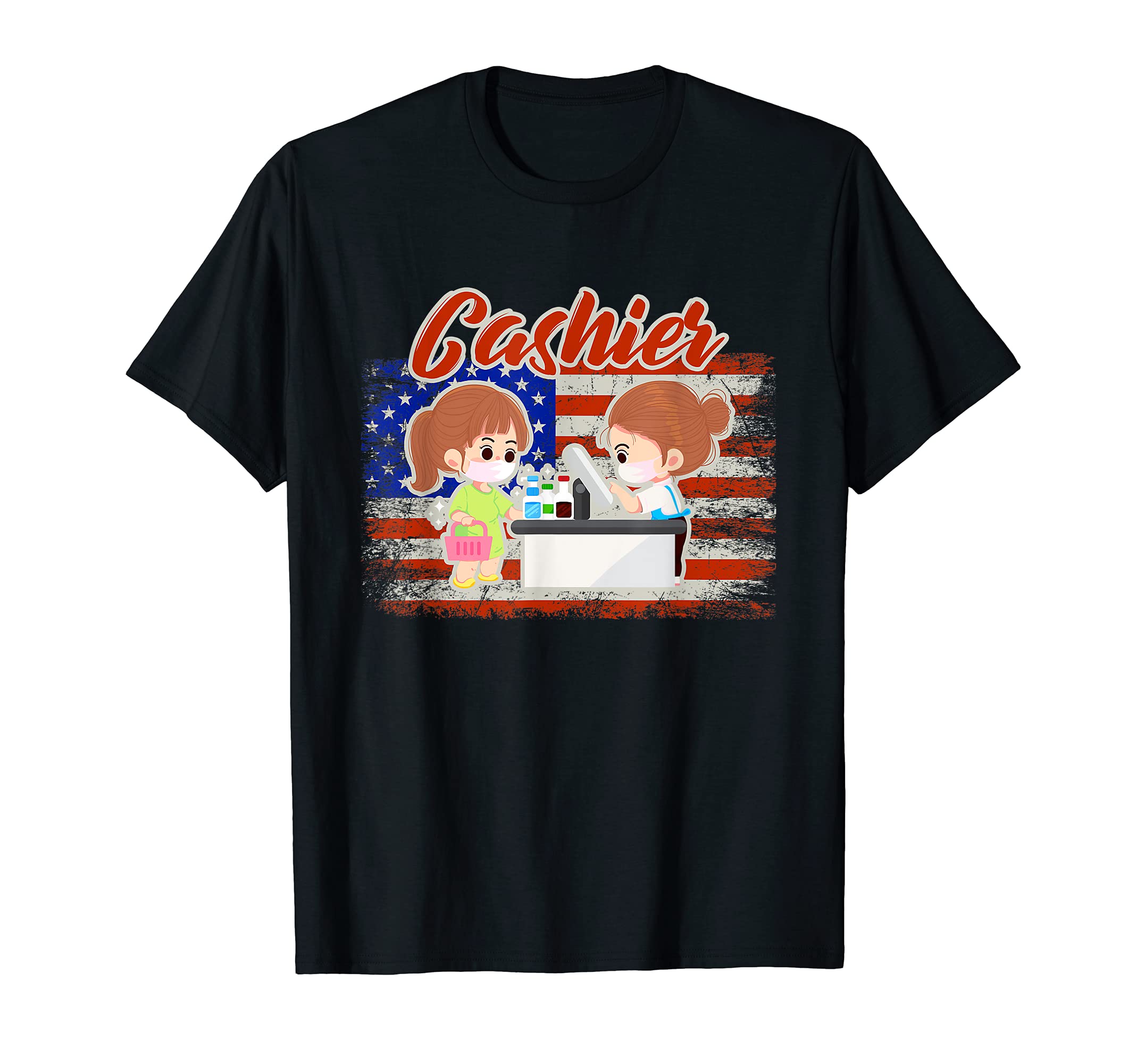 American Flag Cashier Cash Register Operators T-Shirt