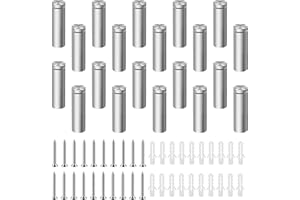 Yauhar 20 Sets Silver Stainless Steel Standoff Screws, 3/4" x 2-2/5" Metal Advertising Glass Standoff Mount Nail Wall Sign Mo