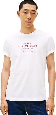 Herren T-Shirt Kurzarm Stack Graphic Tee mit Rundhalsausschnitt, Weiß (White), M